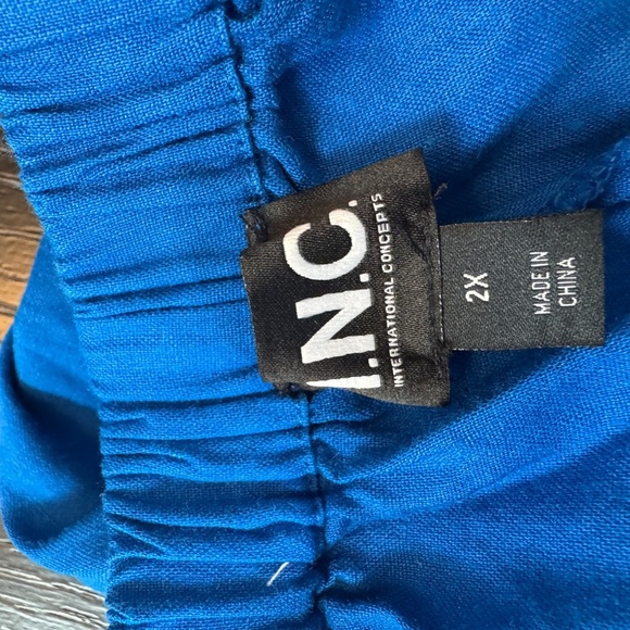 INC International Concepts Vibrant Blue Linen Halter Neck Maxi 2X - Picture 4 of 5